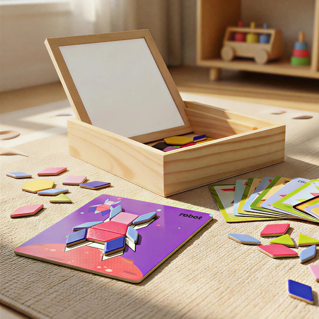 BrainShape™ Tangram Box 🧩✨ — Learn, Match & Create Fun