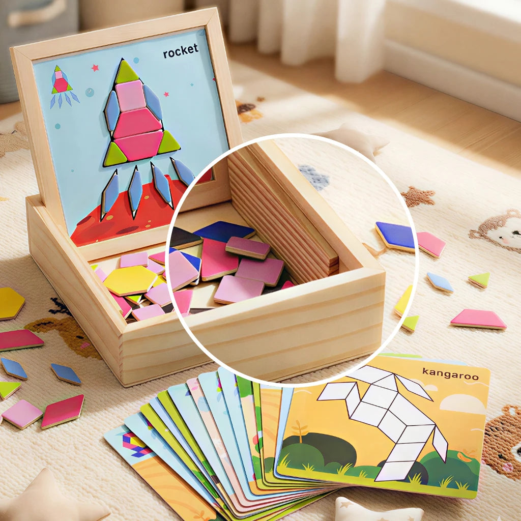 BrainShape™ Tangram Box 🧩✨ — Learn, Match & Create Fun